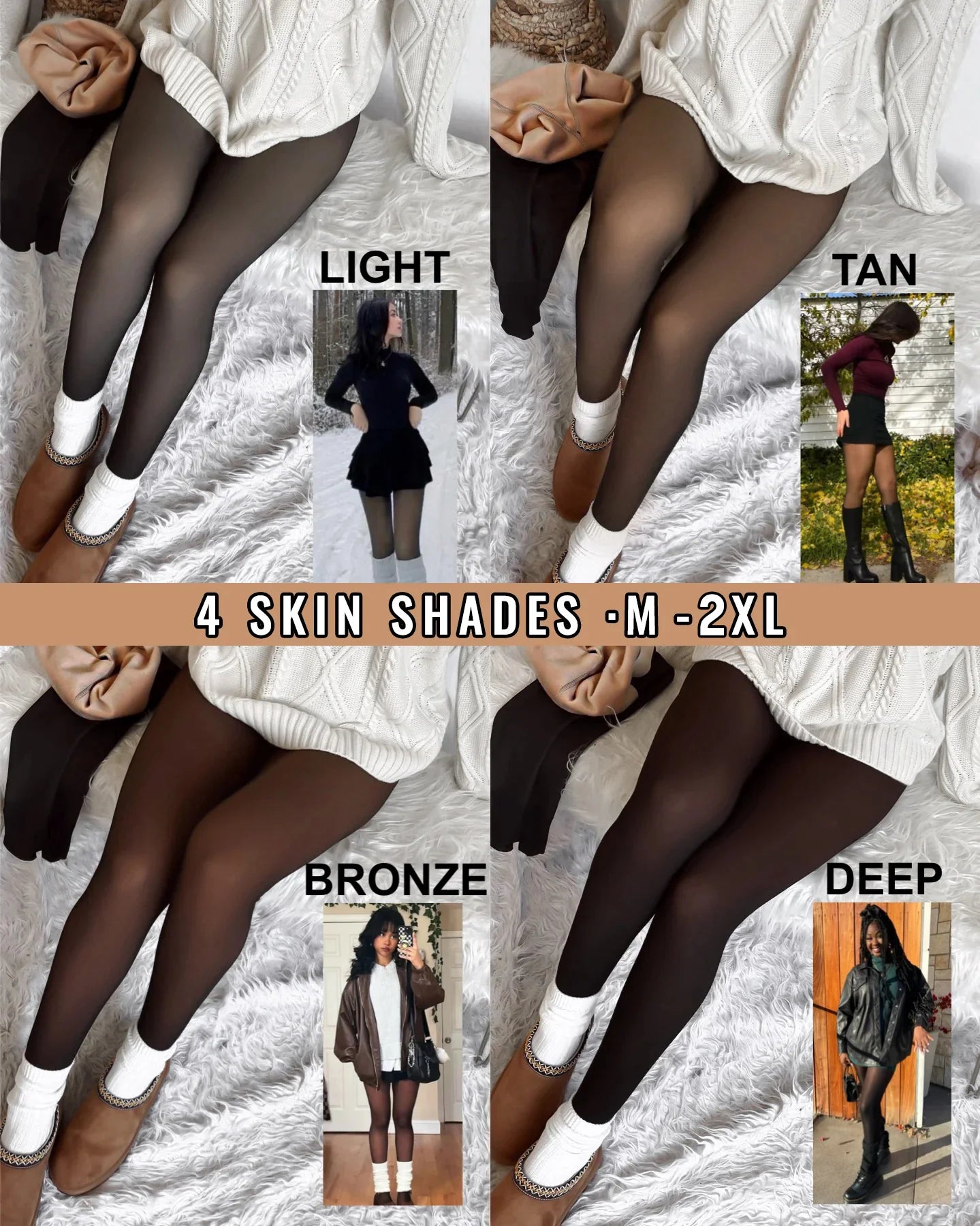 Fleece-Lined Sheer Tights