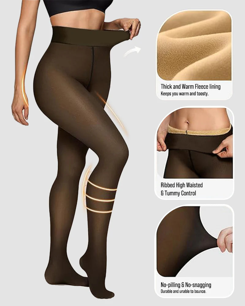 Fleece-Lined Sheer Tights